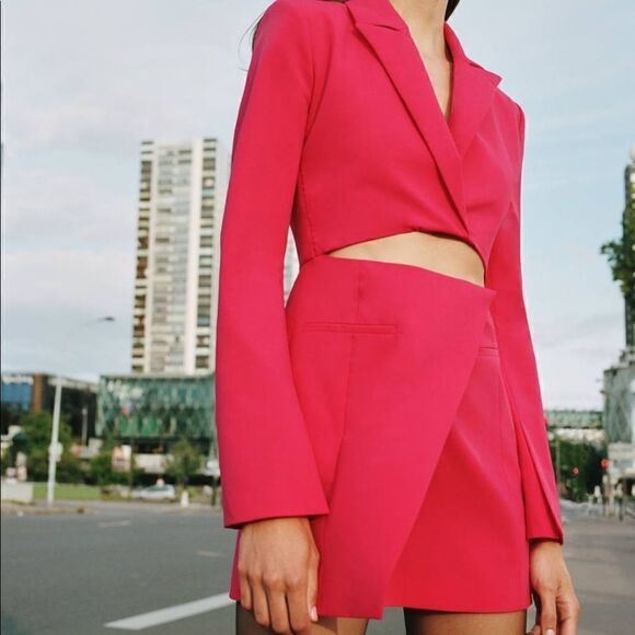 NWT Zara Cut out blazer dress pink size Small Bloggers Favorite - Picture 9 of 14